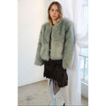blue faux fur jacket